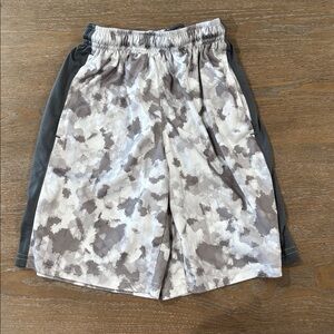Gray and White Camouflage Shorts